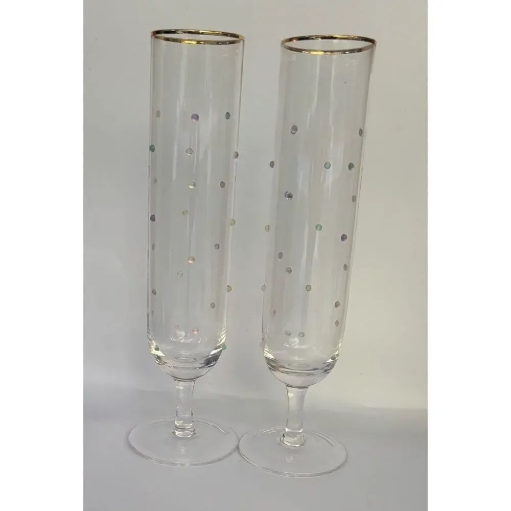 Rare Anthropologie Confetti Glass Champagne Fluids / Set of 2